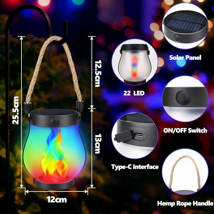 Christmas Led Solar Flame Light For Garden Yard Decorations factory